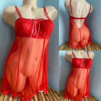 Victorias Secret Vintage Lingerie Sheer Mesh Nighty Slip Dress Sz Med