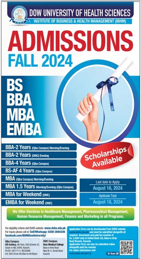 Bs Bba Mba And Emba Admissions At Dow University Of Health Sciences