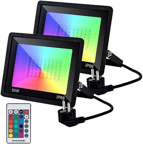 FTL Projecteur LED RGB Exterieur 50W Dimmable Couleur Projecteur Avec