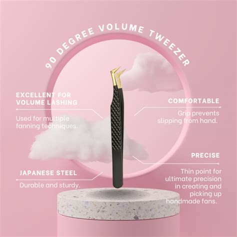 90 Degree Gold Volume Tweezer With Grip Ilash Studio Sydney