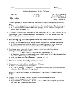 Gas Law Stoichiometry Worksheet