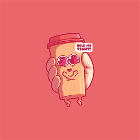 Hand holding a cute coffee cup character vector illustration. Drink ...