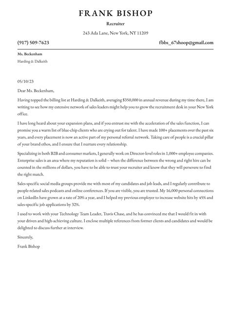 Recruiter Cover Letter Examples And Expert Tips ·