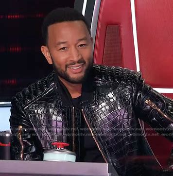 WornOnTV Johns Black Croc Embossed Leather Jacket On The Voice John