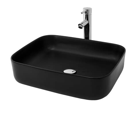 Vasque À Poser Lavabo En Céramique Noir Mat Rectangulaire 500 X 405 X