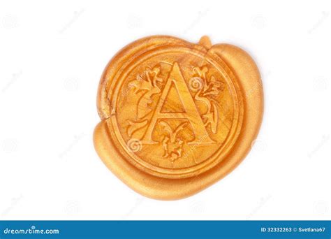 Gold Wax Seal Isolated On White Stock Image Image 32332263