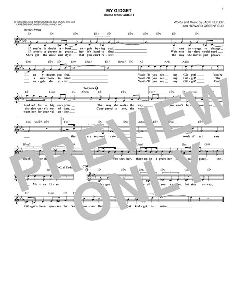 Howard Greenfield My Gidget From Gidget Sheet Music Notes