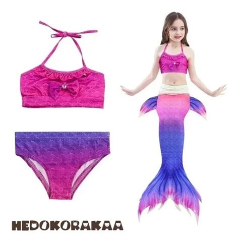 Set Sirena Cola Y Bikini Niñas Traje De Baño Envío Gratis Meses sin