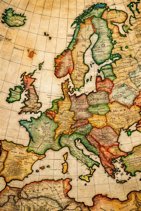 Old Map of Europe and Mediterranean Ancient map of Europe and