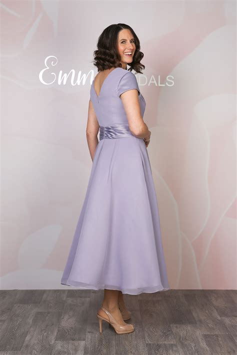 Sleeved Sweetheart Neck Chiffon & Satin Dress - Emma Bridals