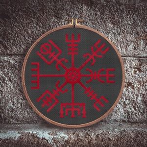 Vegvisir Runic Compass Cross Stitch Pattern PDF Viking Symbol Of