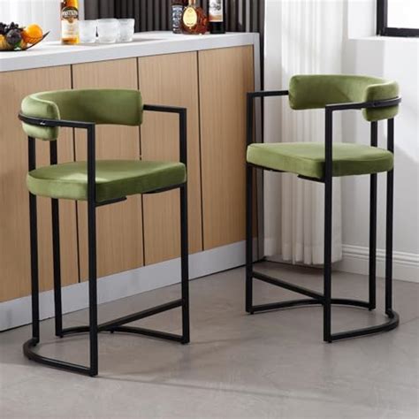 Wahson Breakfast Bar Stools Set Of 2 Velvet Kitchen Counter Stools With