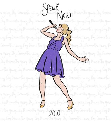 A Drawing Of A Woman In A Purple Dress With The Words Speak Now On It