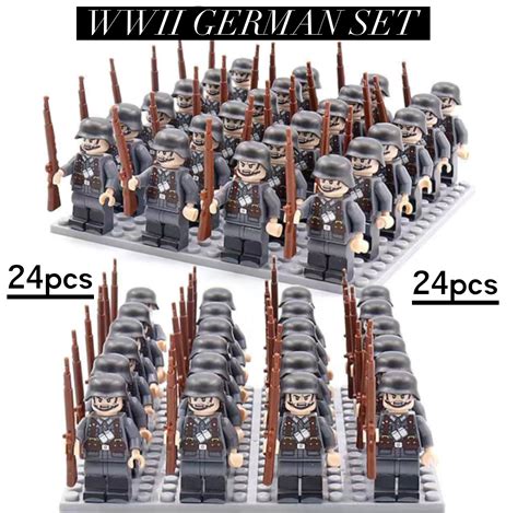 24pcs Ww2 World War 2 Lego German Legion With Weapons And Base Etsy Uk