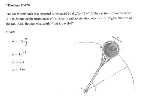 Solved Problem The Car B Turns Such That Its Speed Chegg