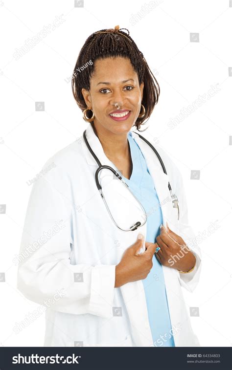 Beautiful African-American Female Doctor. Isolated On White Background ...