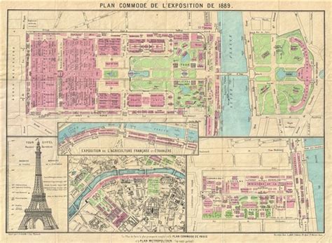 1889 Gigon Map Of The Paris Exposition Eiffel Tower Paris Map