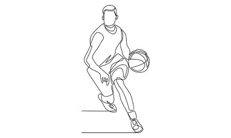 Premium Vector Continuous Line Of Basketball Player Dribbling The Ball