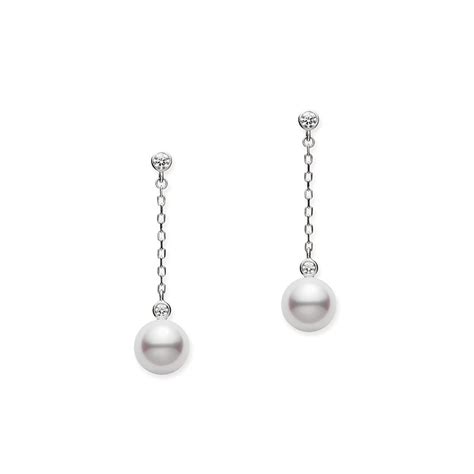 Mikimoto Akoya Pearl and Diamond Drop Earrings - MEQ10087ADXW