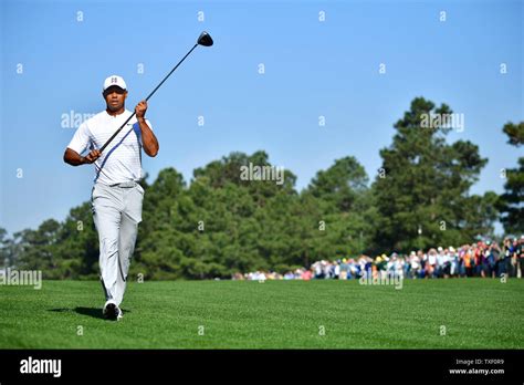 Tiger Woods Walks On The 15th Fairway During A Practice Round Prior To