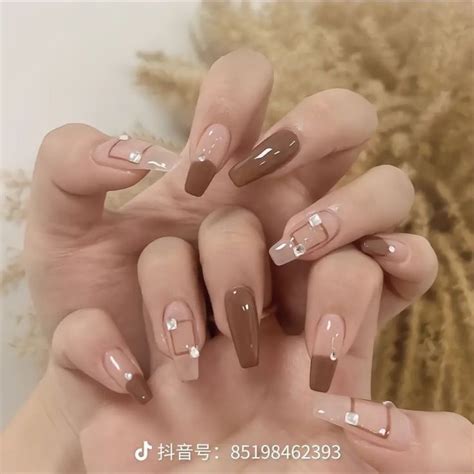 Asthatic Nude Nails Art In 2024 Brown Nails Fur Nails Cute Acrylic