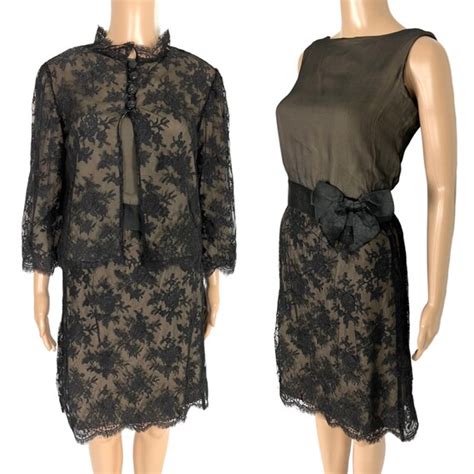 Vintage S Nude Illusion Black Lace Silk Matchi Gem