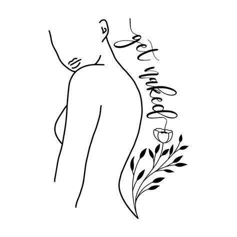 Get Naked Floral Woman Body Line Art Naked Woman Sketch Printable Female Drawing Feminine