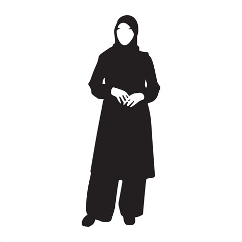 A Hijab Style Woman Standing Pose Vector Silhouette 36271900 Vector Art