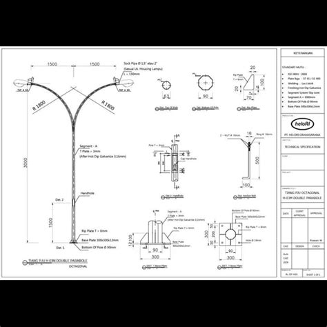 Jual Tiang Lampu Pju Meter Lengan Ganda Parabola Tiang Lampu Jalan