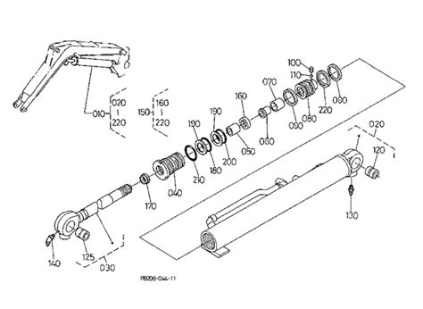 kubota kx  series parts hydraulic system  boom cylinder