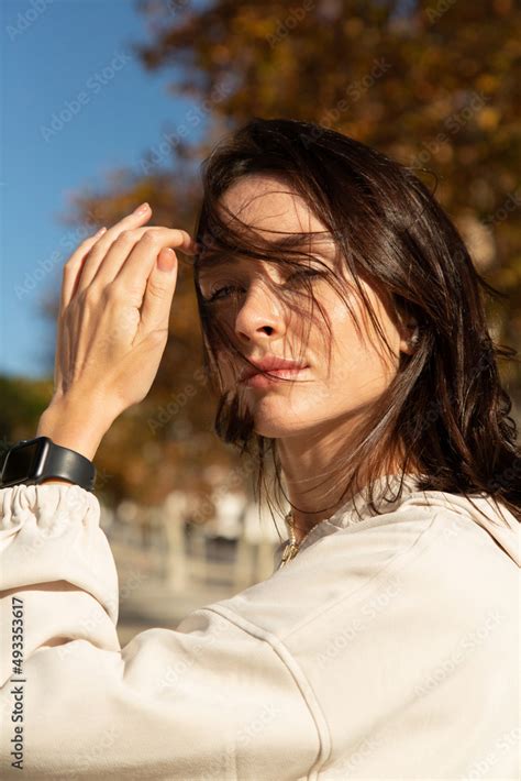 Windy Hair Trough Hair On The Street Stock Photo Adobe Stock