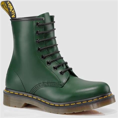 Dr Martens Womens 1460 Originals Eight Eye Lace Up Bootgreen Smooth