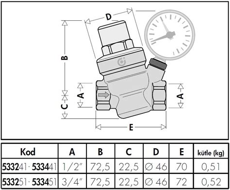 Caleffi 533441 Eğimli 1/2" F Basınç Düşürücü Vana