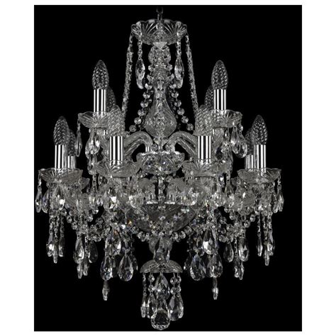 Люстра подвесная хрустальная никель, прозрачная 1415 1415-8+4-165-2d Ni ...