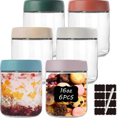 Amazon 6 Pack 16oz Overnight Oats Containers With Lids Wide Mouth