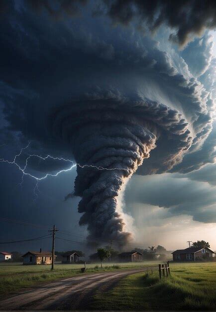 Premium Photo | A huge Tornado or tornado a violent and destructive storm