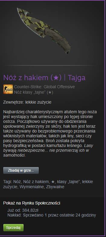 NÓZ Z HAKIEM TAJGA LEKKIE ZUŻYCIE KOSA SKIN CS GO Rzeszów Kup