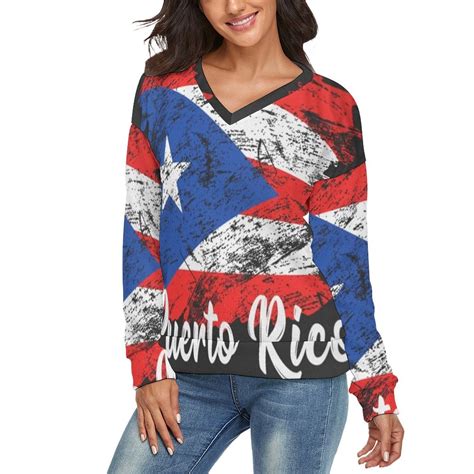 Puerto Rico V-neck Sweater Winter Clothes Long Sleeve Knitwear Sweater