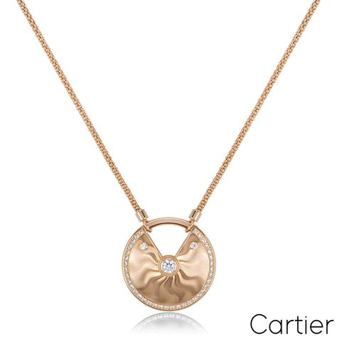 Cartier Rose Gold Diamond Guilloche Amulette De Cartier Necklace | Rich ...