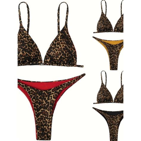 Women S Three Point Bikini Sexy Leopard Print Swimsuit Hot Girl Seaside Pure Lust Style