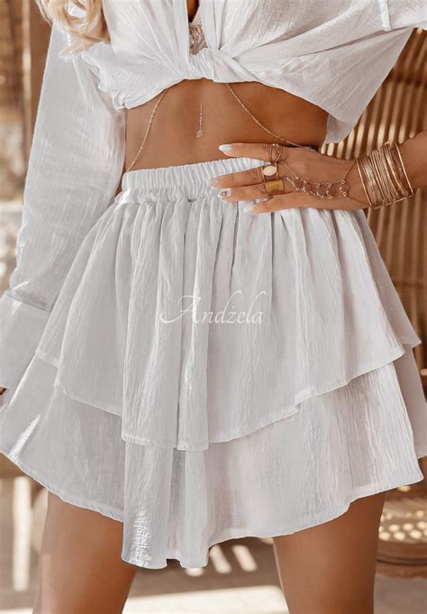 Mušelínová mini sukně s volánky Beach Babe Bílá Internetový obchod Andzela