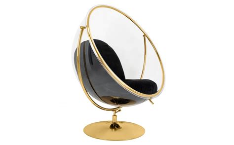 Fotel BUBBLE STAND 2 GOLD VELVET Poduszka Czarna