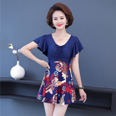Slimming Swimsuit Conservative Swimwear Plus Size Swimsuit Mother Style Hot Spring Dress Style