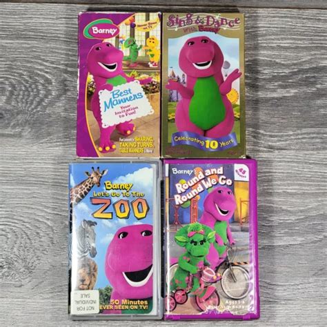 LOT OF 4 Barney VHS Tapes Barney S Best Manners Sing Dance Go To