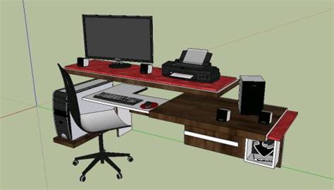 Escritorio Computadora En Sketchup Mb Librer A Cad