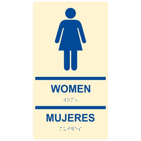 Ada Women Mujeres Bilingual Braille Sign Rrb 125 Bluonivory