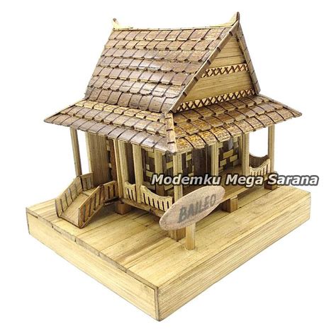 Jual Miniatur Rumah Adat Dari Bambu Rumah Adat Jawa Joglo Tongkonan