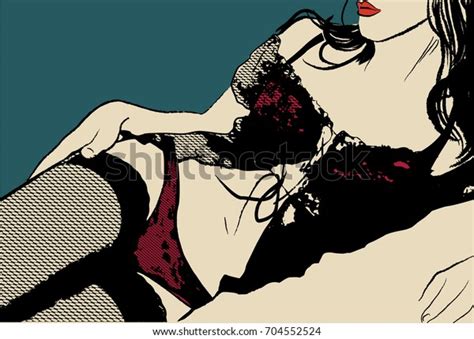 Sexy Girl Lingerie Stockings Vector Illustration Stock Vector Royalty Free 704552524