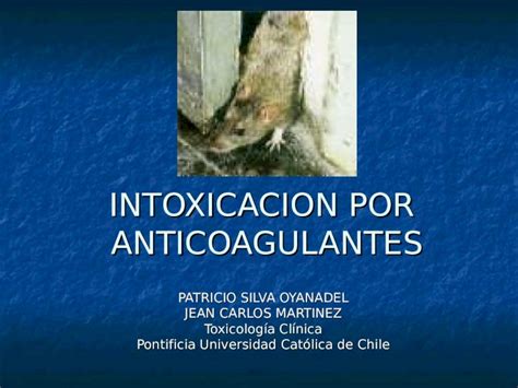 Ppt Intoxicacion Por Anticoagulantes Patricio Silva Oyanadel Jean