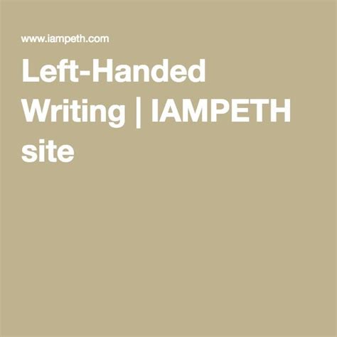 How To Teach Left Handed Writing